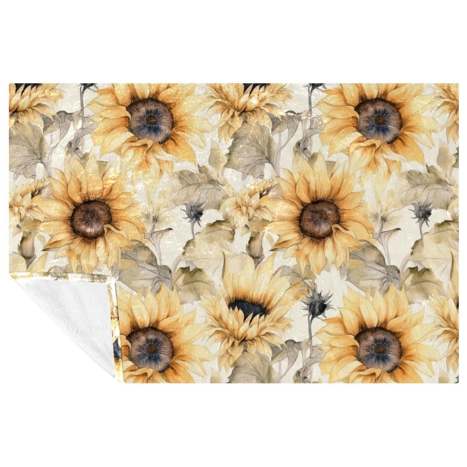 Couverture tournesol douce et chaude au fini aquarelle haut de gamme