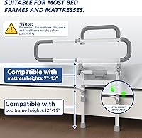 Vista 4 de Rieles de Cama de Servicio Pesado para Seguridad de Adultos Mayores - Baranda de Cama Plegable para Personas Mayores con Alturas Ajustables que se