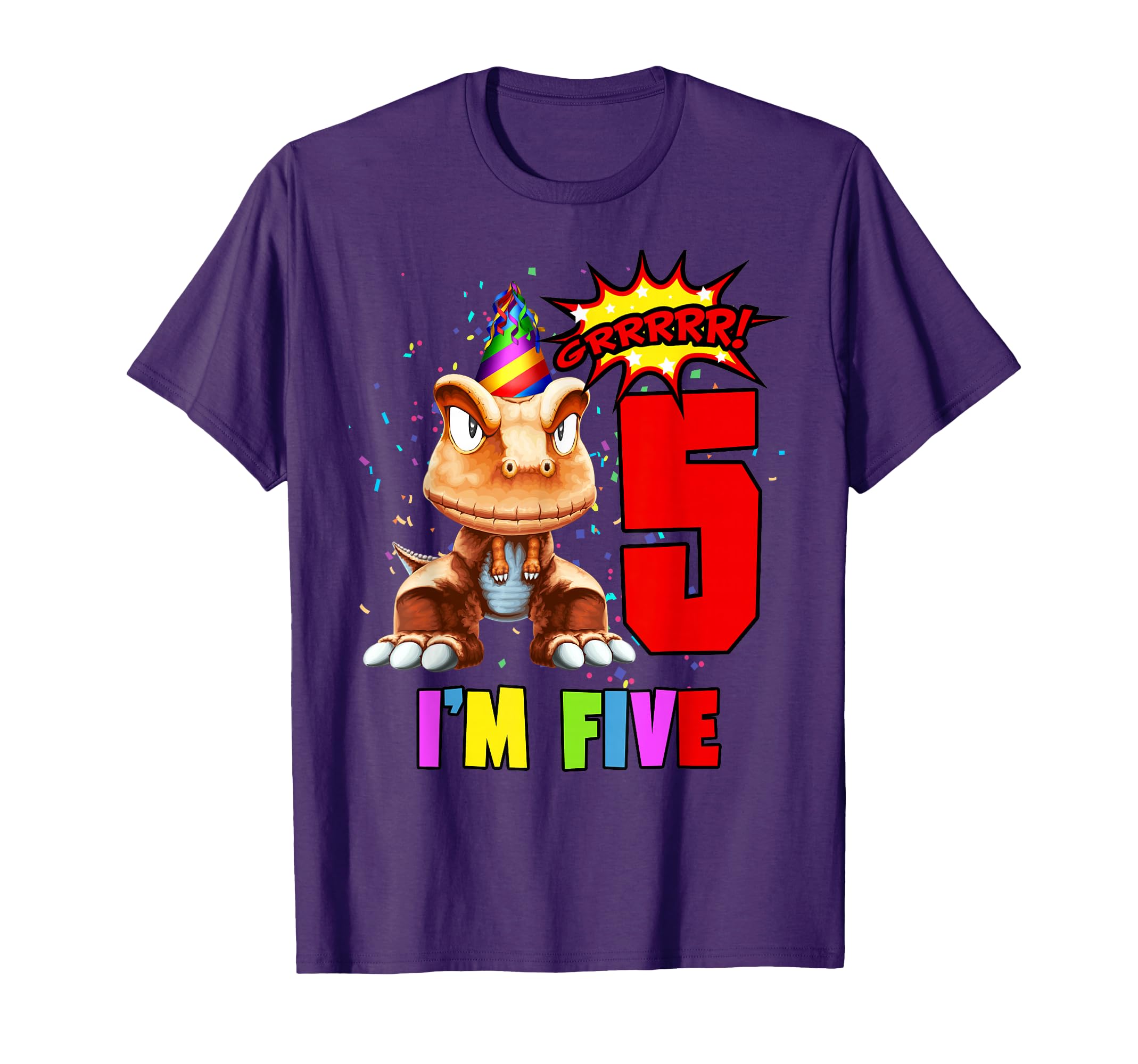 5 Years Old 5th Birthday I'm Five Dinosaur Birthday T-Shirt