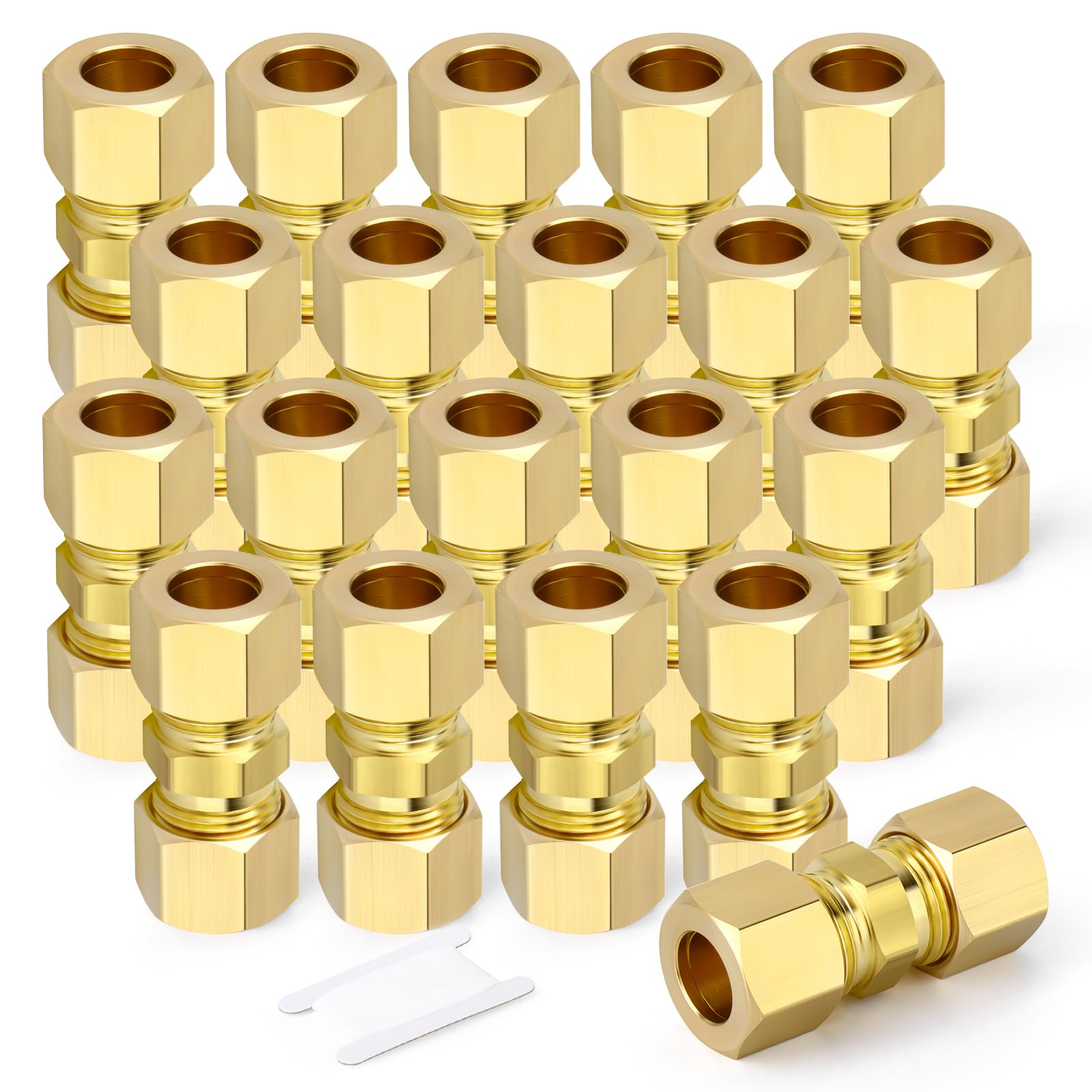 GASHER 10PCS Brass Compression Tube Pipe Fitting Connector, 5/16