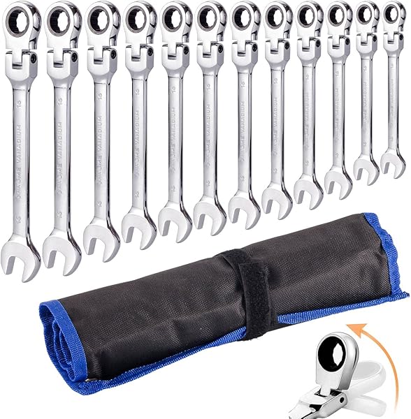 Ratchet Spanner Set 12pcs Metric Flexible Combination Wrench