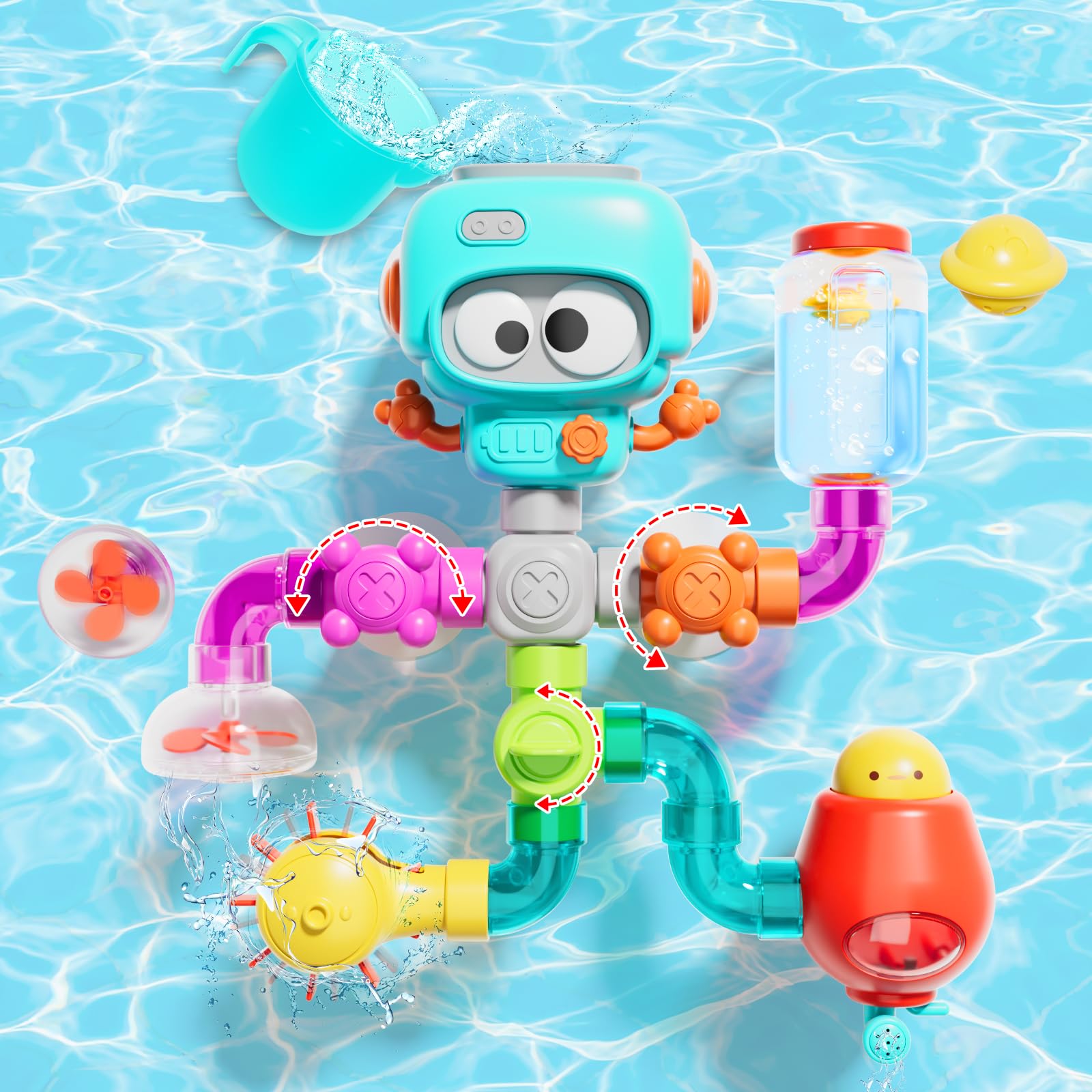 SOCBTNSO DIY Assemble Water Pipe, Bath Toys for Kids Ages 4-8, Building Kit for Ages 5-7, Fun Bath Tub Time Birthday Gifts for Toddlers 3 + Year Old Boys & Girls