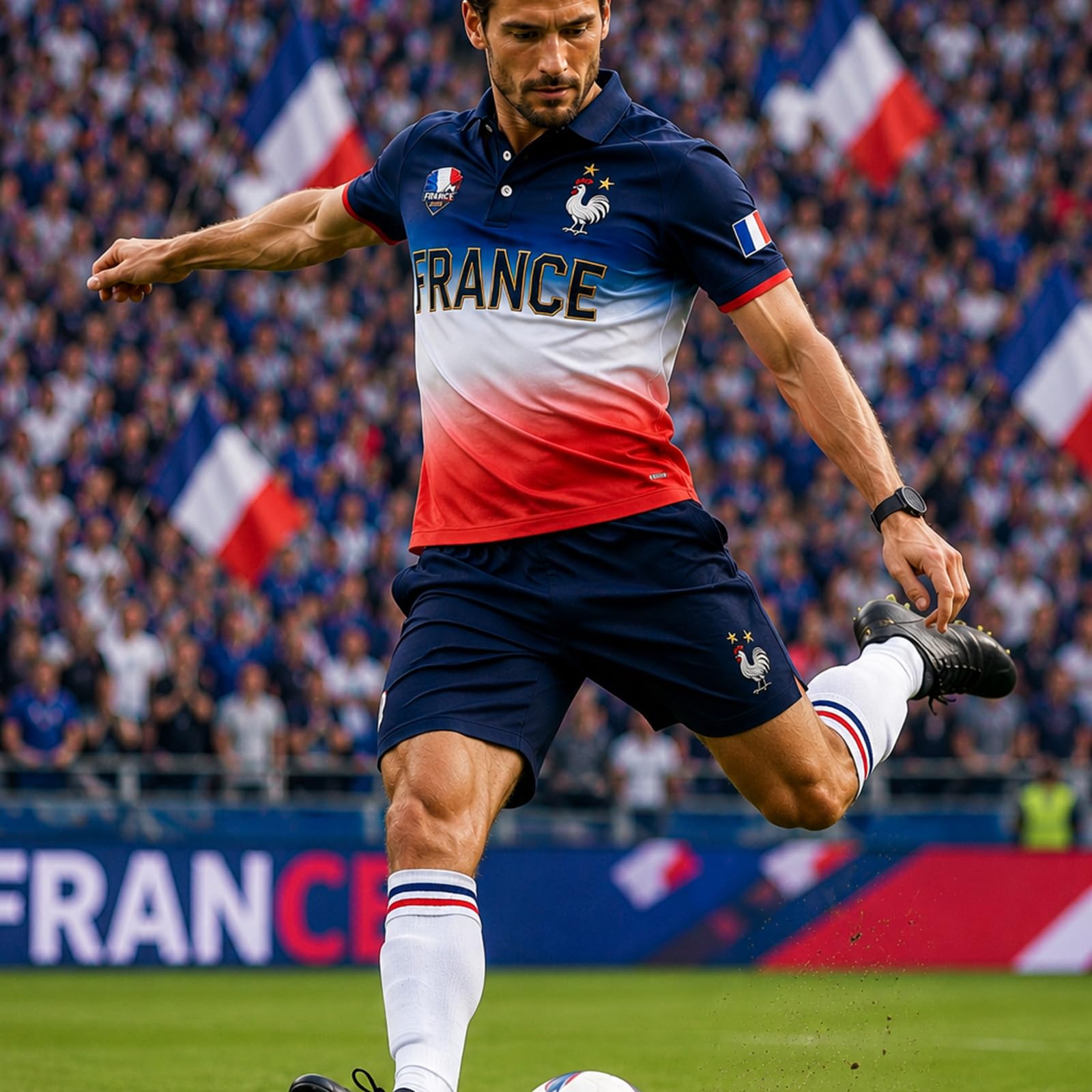 Coupe du Monde de Football Maillot Officiel des Supporters de France – Style Officiel – Confortable, Respirant et décontracté
