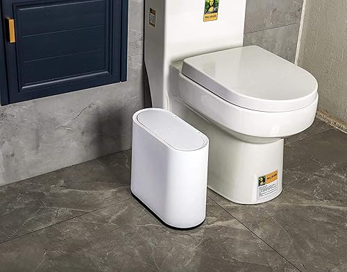 Miniatura 7 de KLGO Bote de basura de plástico delgado de 10 litros con tapa canasta de basura de doble barril de 24 galones contenedor de basura rectangular para