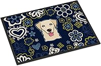 Vista 257 de Caroline's Treasures BB1449JMAT - Tapete de bienvenida de carlino negro, 24 x 36 pulgadas, tapete azul para puerta delantera, para interiores