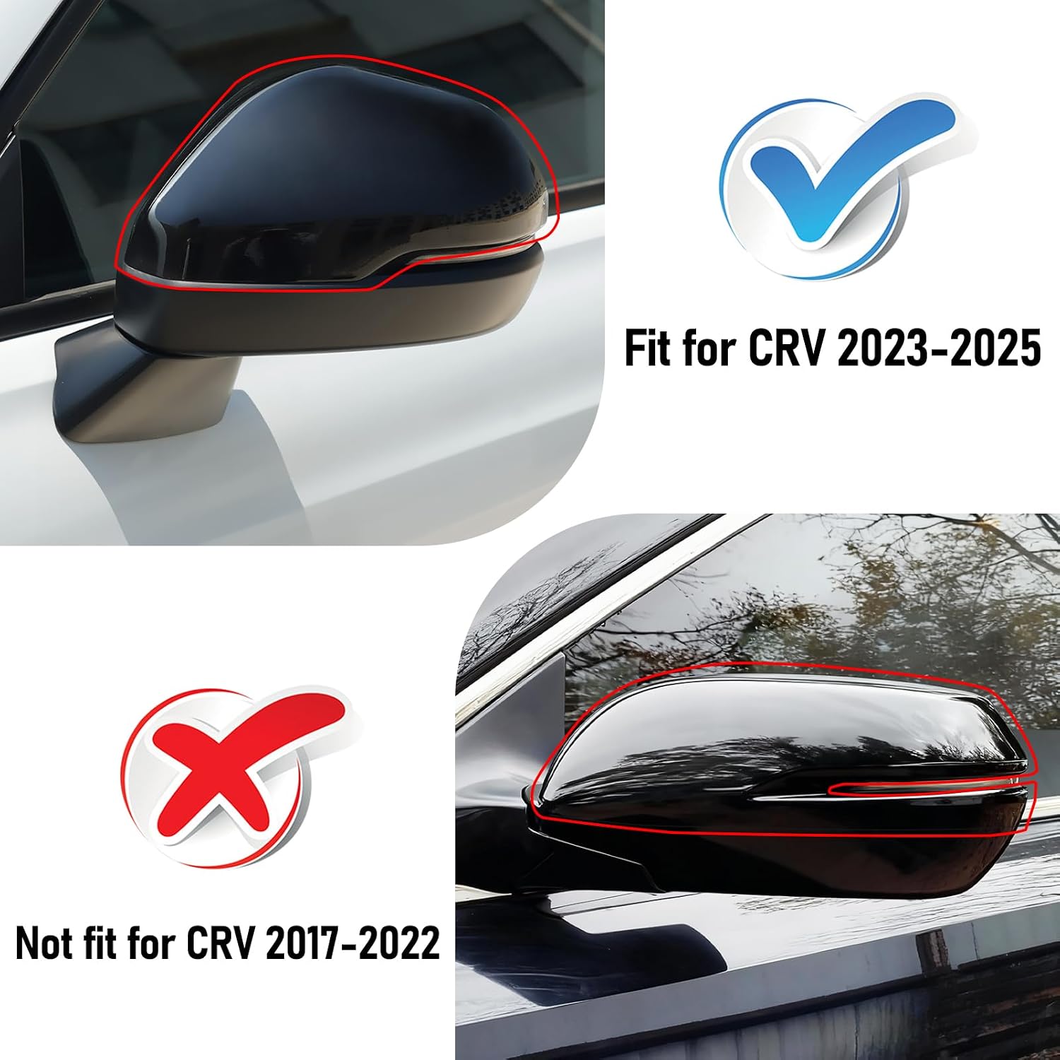 Compatible with Honda HRV/CRV 2023 2024 2025 Left Driver Side Mirror Cover, Glossy Black Mirror Cover Replacement With Turn Signal Light for HRV/CRV Replaces for 76251-3W0-A11ZF HO1326114