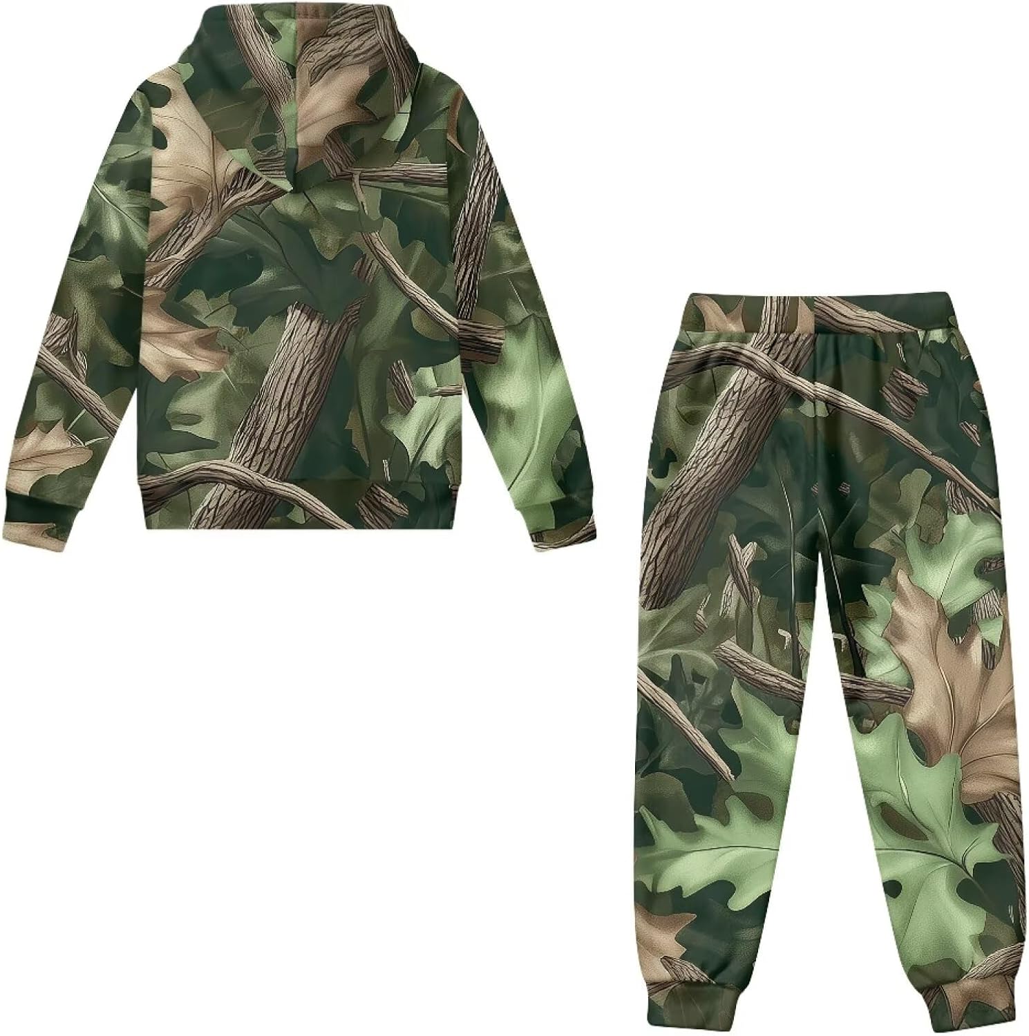 Boys Camo Print 2 Piece Long Sleeve Hooded Sweatshirt Jogger Pants Set Fall Winter Tracksuit for Kids 6-15Y