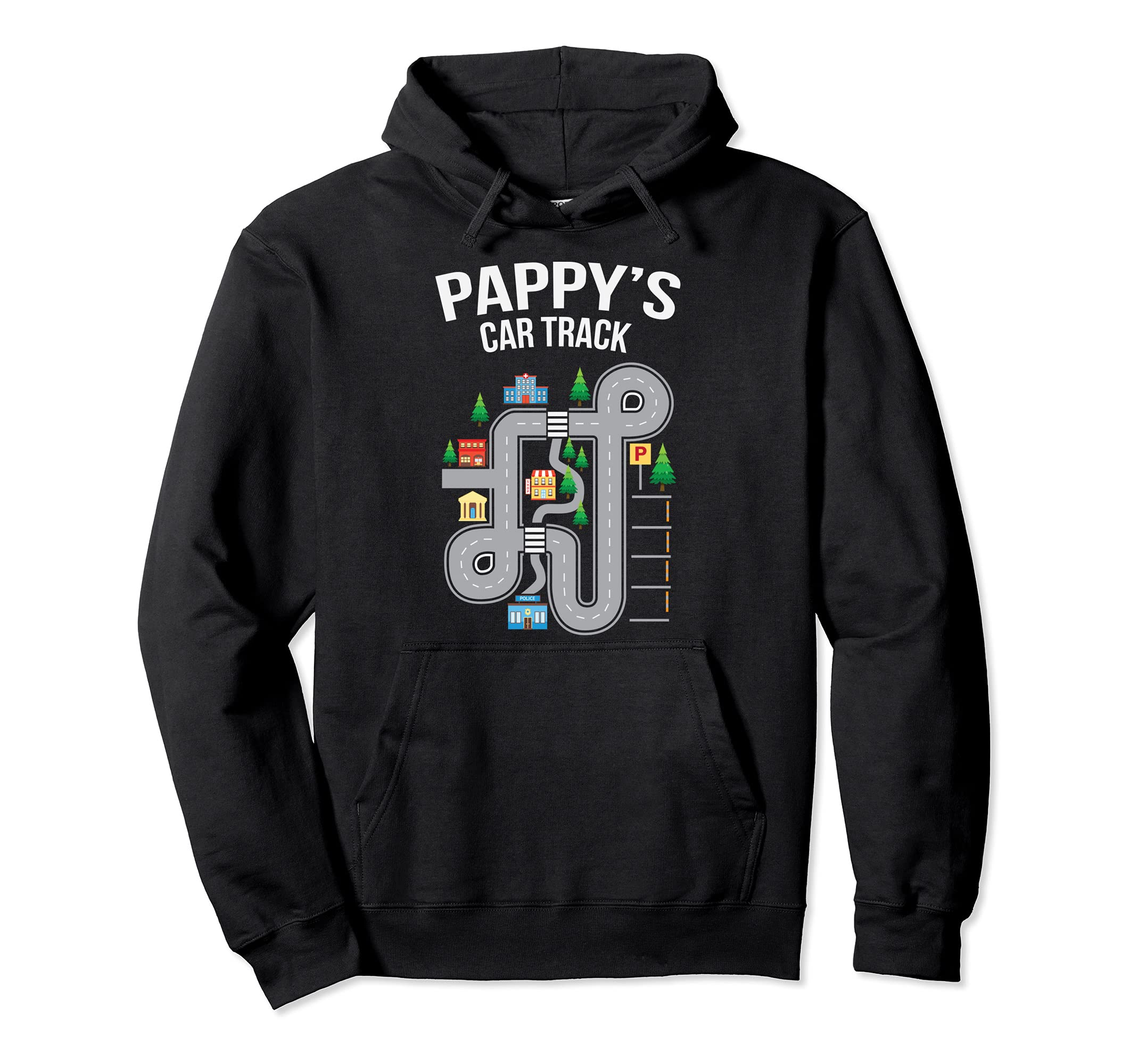 pappy Car Track Playground Pullover Hoodie, Black, S