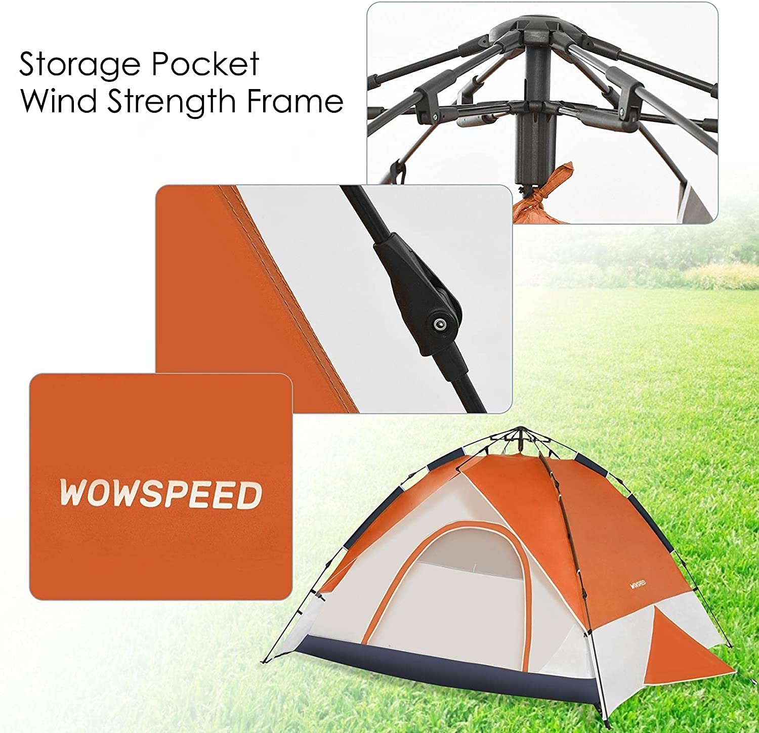 Zuverlässiges Pop-Up-Zelt für 3–4 Personen, 230 x 220 x 140 cm, schnelles Aufziehen, doppellagiges Zelt, leicht, wasserdicht, UV-geschützt, Familienzelt, Camping, mit Tragetasche für Outdoor, Garten Sport & Freizeit