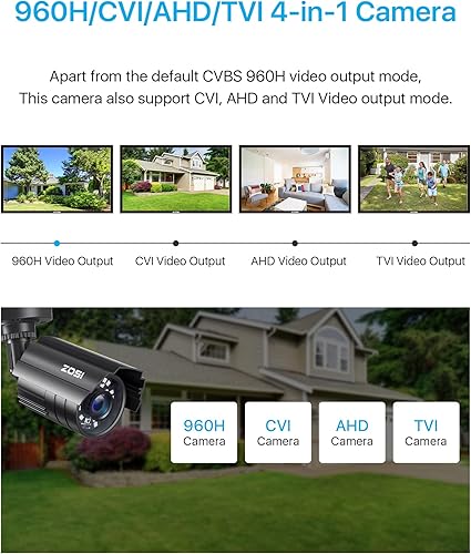 Miniatura 2 de ZOSI Sistema de cámara de seguridad híbrida 4 en 1 (1080P y 4MP)  CCTV bala para exterioresinteriores y WiFi inteligente PanTilt para