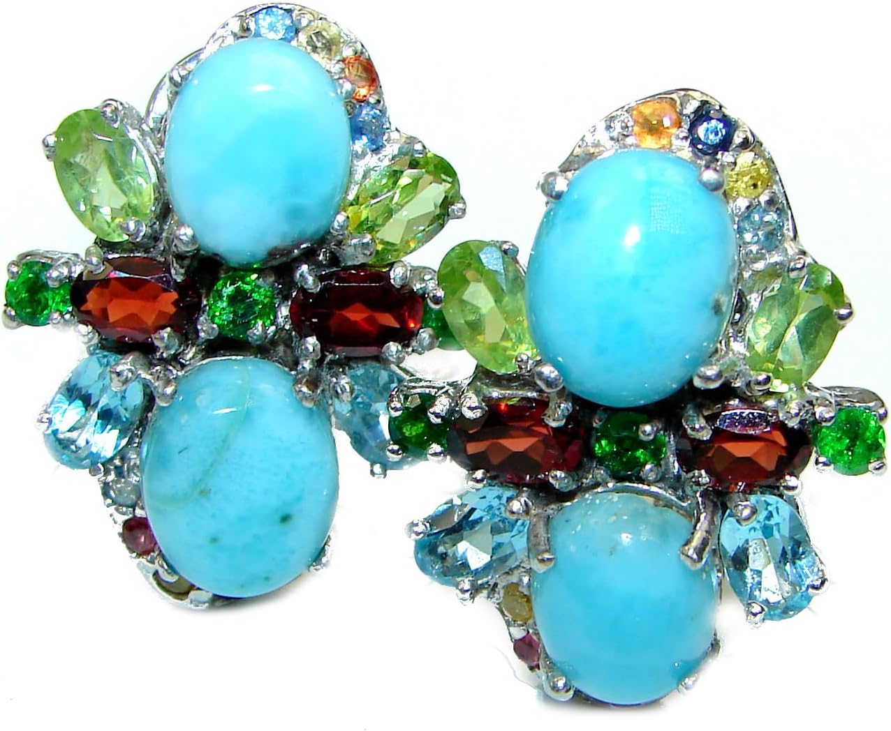 SilverRush Style Larimar Womens Earrings 925 Sterling Silver