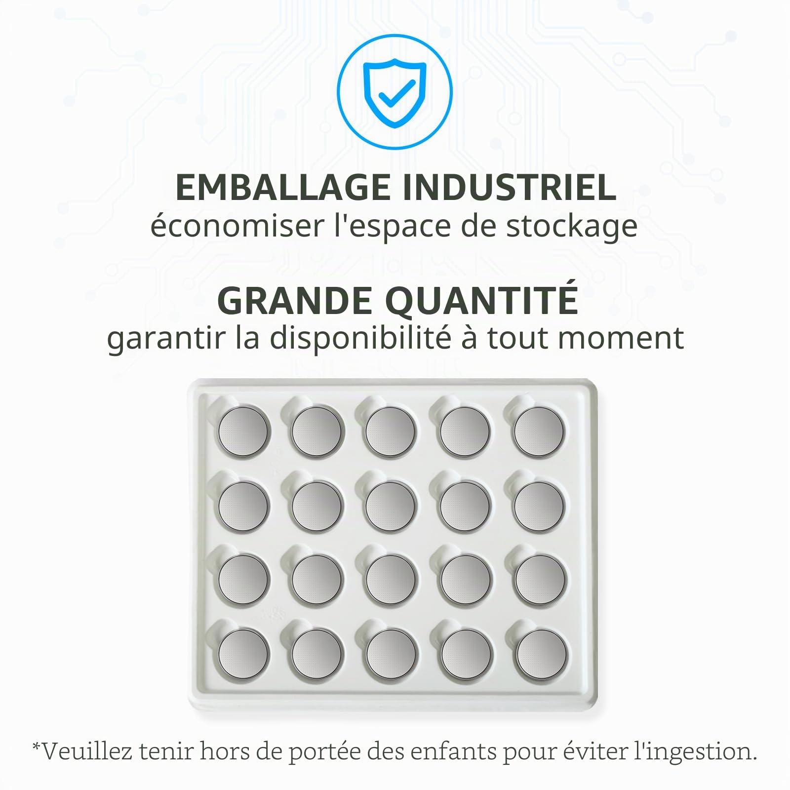 Lot de 100 Piles CR2450 Pile 2450 Lithium 3V pour Les détecteurs
