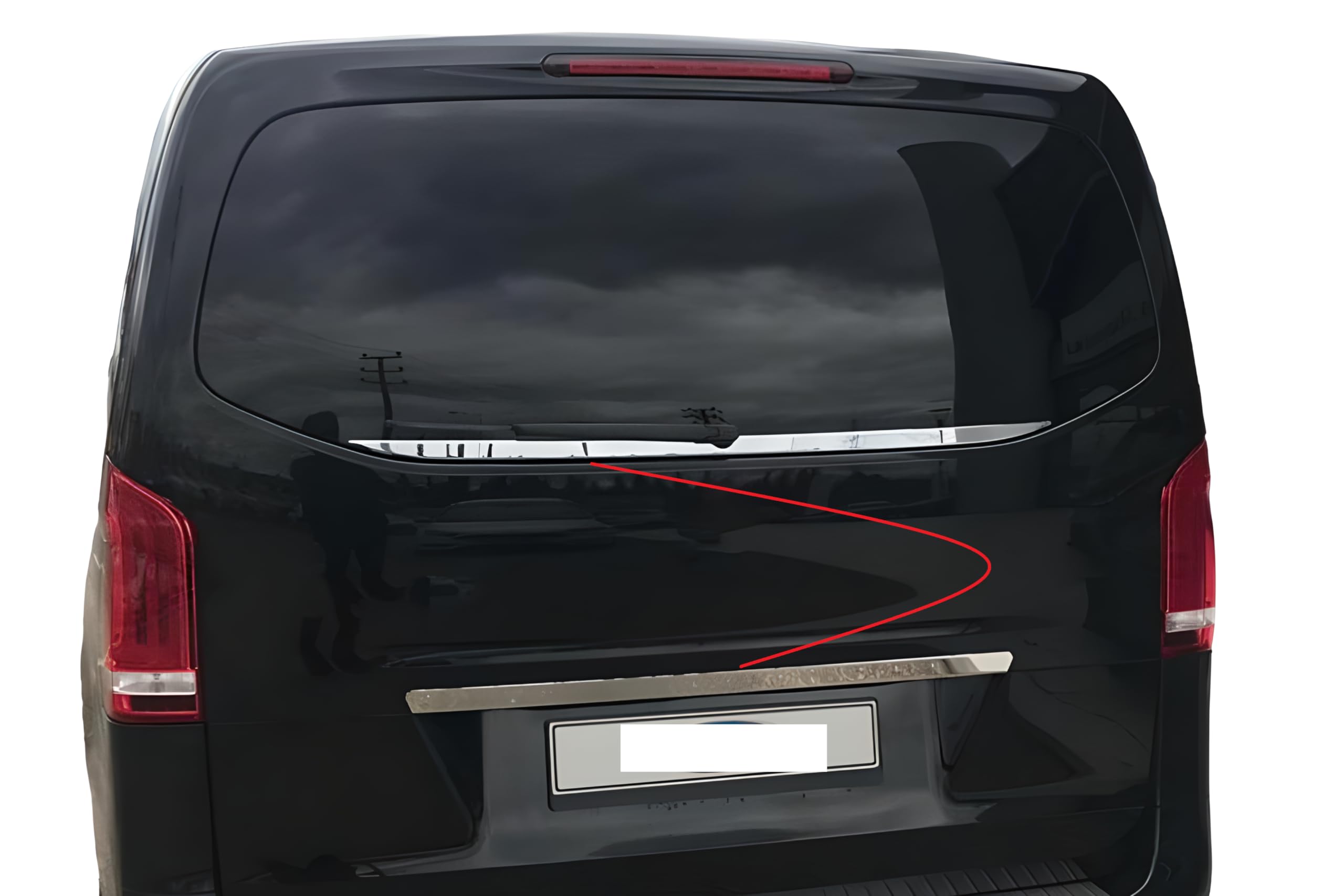 para Mercedes Vito W447 2014 + 2 Piezas luneta Trasera y portón Trasero cromados para Acero Inoxidable