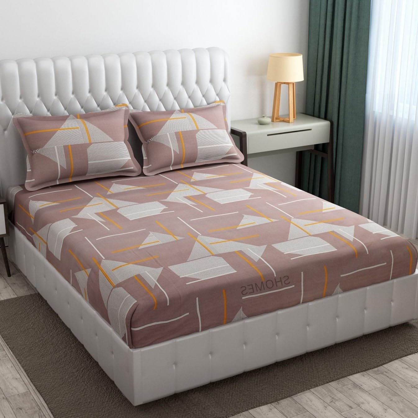 SHOMES 250 TC 100% Cotton Feel Bedsheet for Double/King Size Bed | Floral Design Bed Spread with 2 Pillow Covers | Soft Breathable & Wrinkle Free Bedsheets/Bedcover (90 x 90 Inches | Brown) (B0D1K8225M) Amazon Price History, Amazon Price Tracker