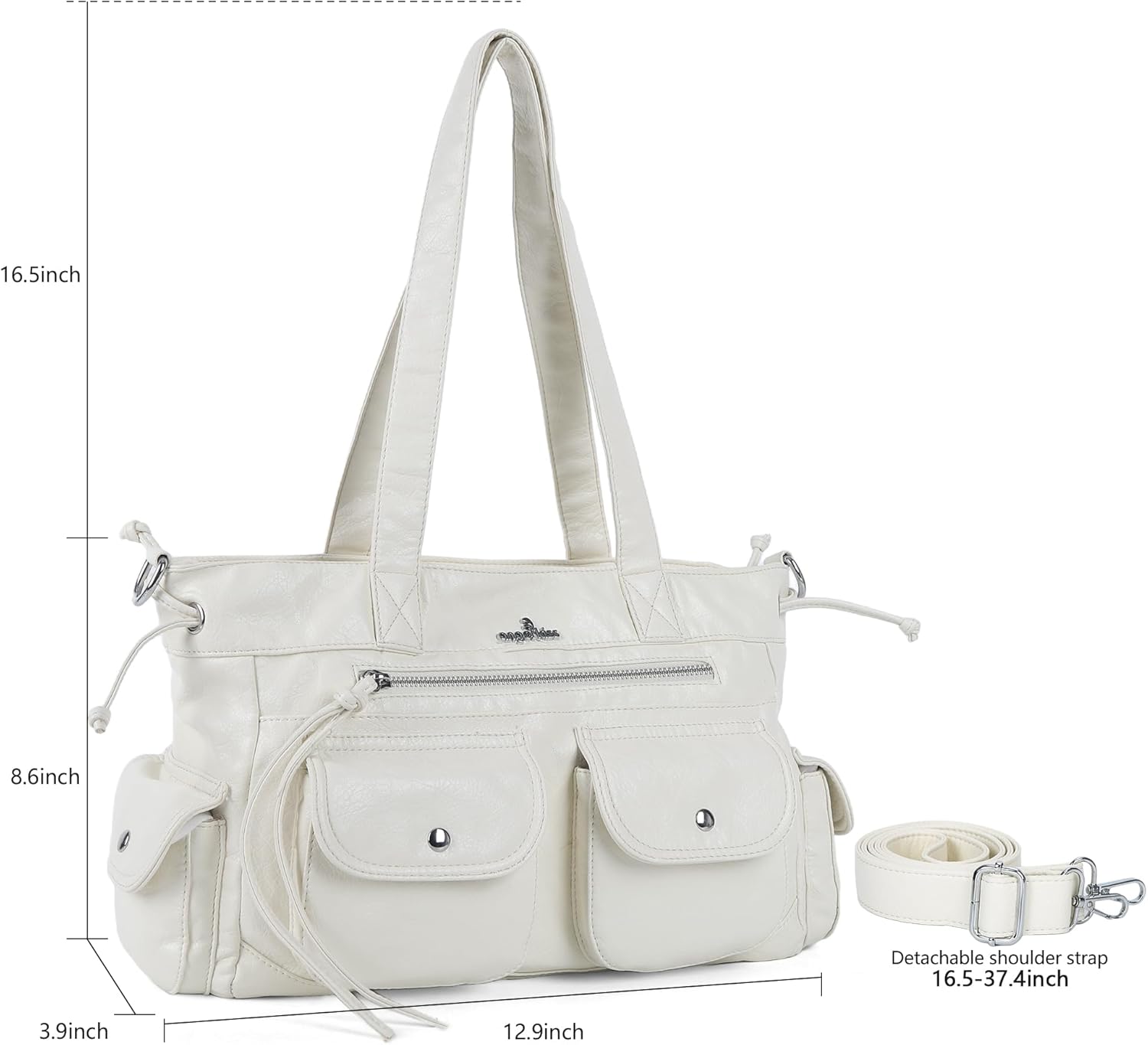 Angel Kiss Handbags for Women Soft Vegan Leather Purses Multiple Pockets Shoulder Bags Ladies Roomy Zippers Tote Bag