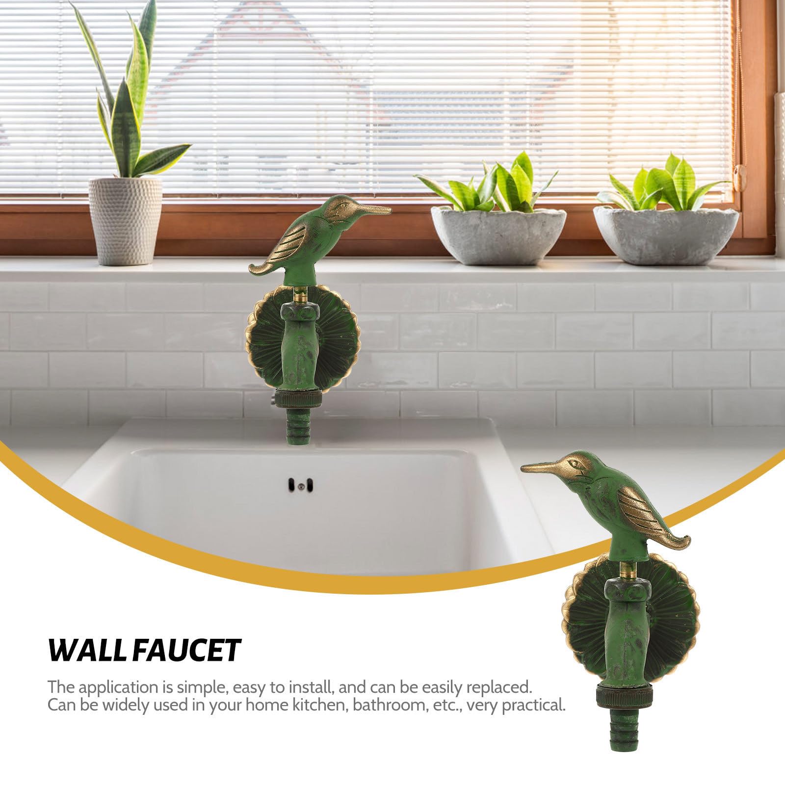 ARTIBETTER Grifo de Jardín Antiguo de Cobre Diseño Empotrado y Control Único, Accesorio Decorativo Rústico Adecuado para Cocina y Exteriores