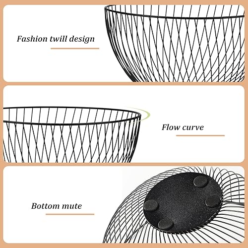 Miniatura 17 de IBWell Cesta de frutas de alambre negro para fruta, plato de frutas para cocina, cesta de frutas, cuencos de frutas para mostradores, frutero