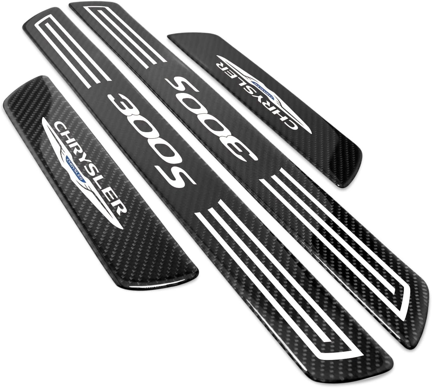 iPick Image for Chrysler 300S Black Real Carbon Fiber 4 Pcs Universal Door Sill Step Protector Kick Plates - Official Licensed