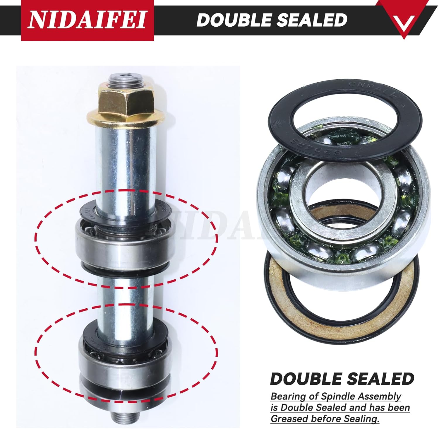 2 Pack Greased 918-06976 Spindle Assembly with 756-05034A Pulley Replaces 618-06976A for Cub Cadet XT1 LT42 XT2 Craftsman T210 T7800 T8000 MTD CYT4220 Troy-Bilt TB42 Super Bronco 42 Tractor