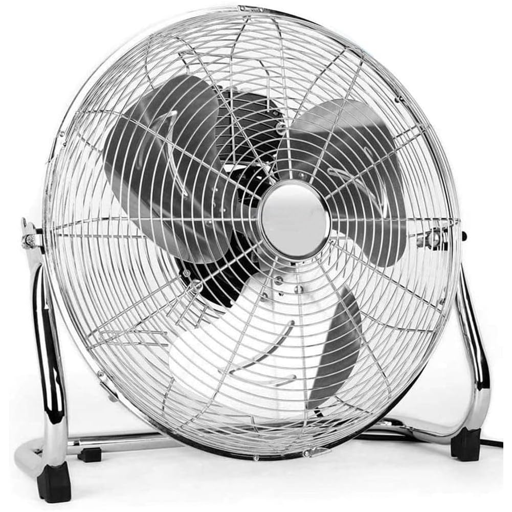 Bakaji 2832388 Ventilateur de sol en métal avec pales de 50 cm en aluminium inclinables et moteur à 3 vitesses, puissance 100 W