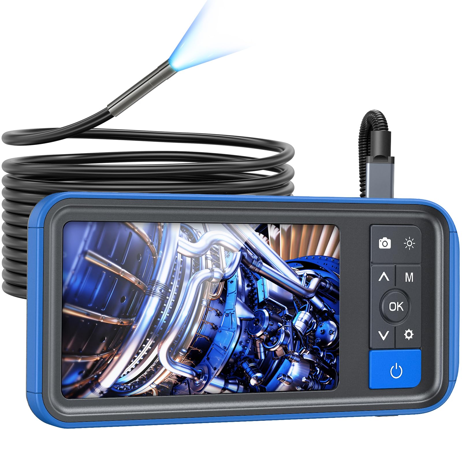 Teslong 3.9MM Endoscope Endoscope Camera, 4.5 Inch Screen Inspection Camera, 1080P Borescope Camera with Lights, Waterproof Sewer Camera, Semi-Rigid Snake Camera, 32GB Card, Carrying Case (10FT/3M)