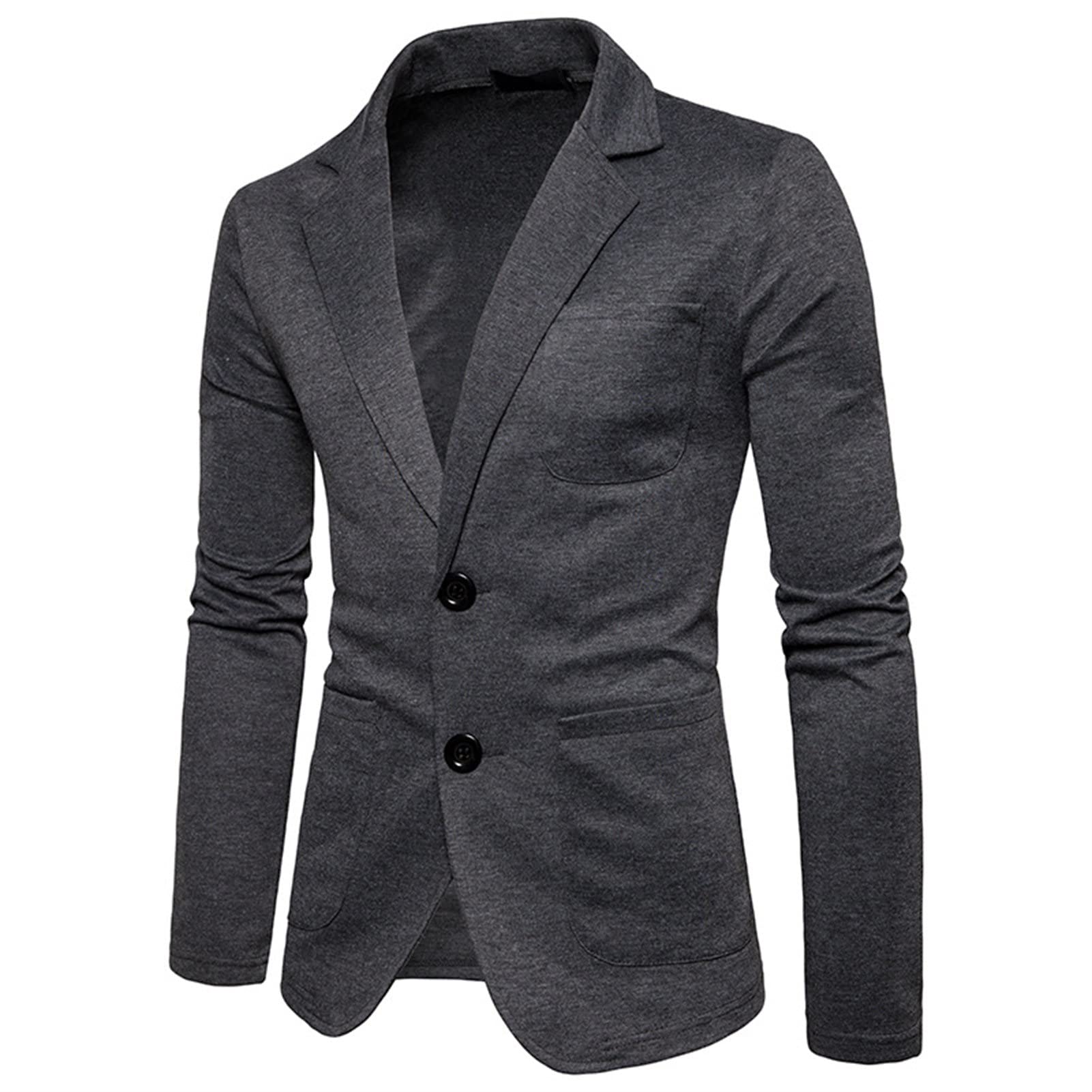 Men's Casual 2-Button Sport Coats Lightweight Slim Fit Cotton Suit Blazer Stylish Single Breasted Party Jackets (Dark Grey,Medium)