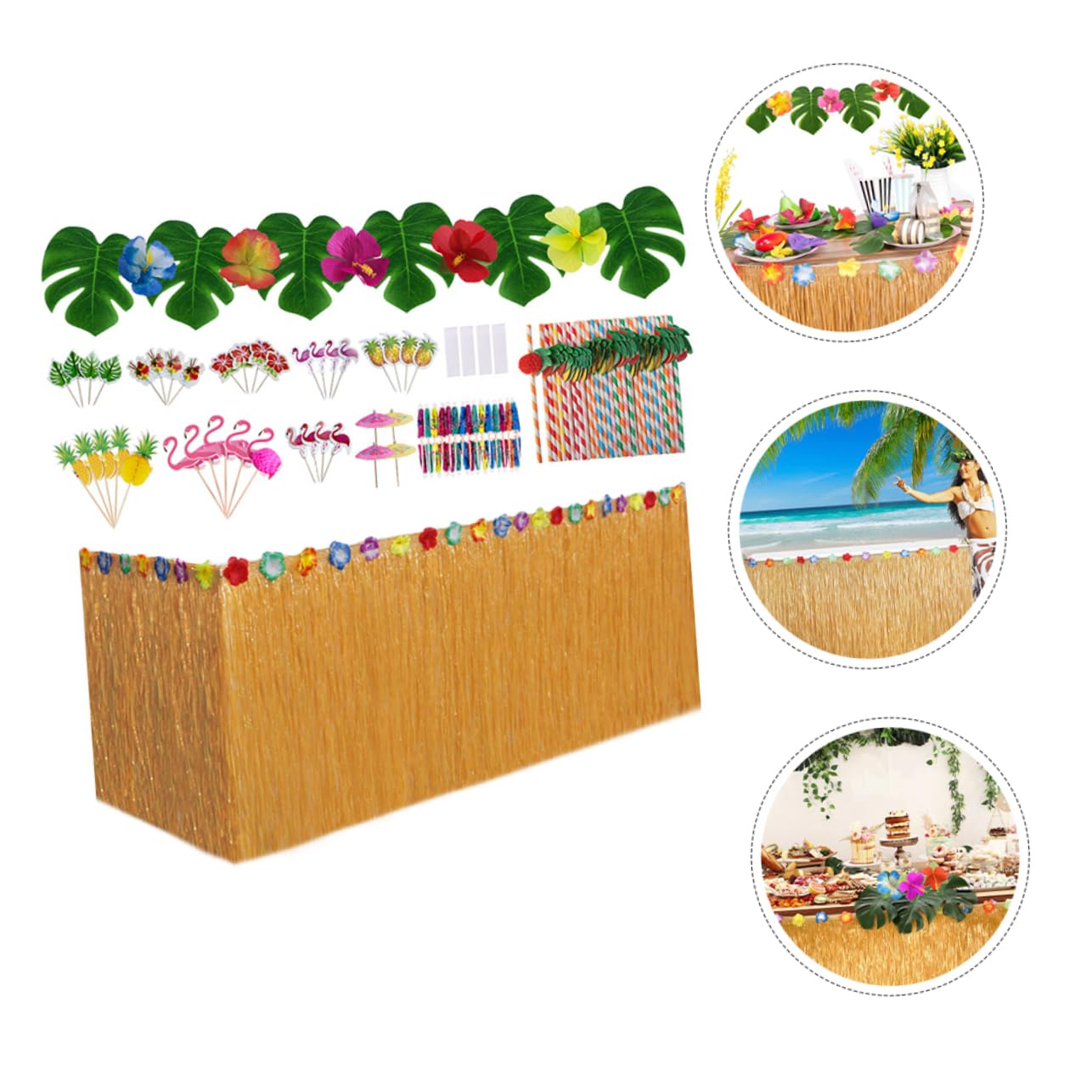 NAMOARLY 116pcs Luau Party Supplies Hawaiian Decorations for Adults Beach Party Decorations Set Paper Straws