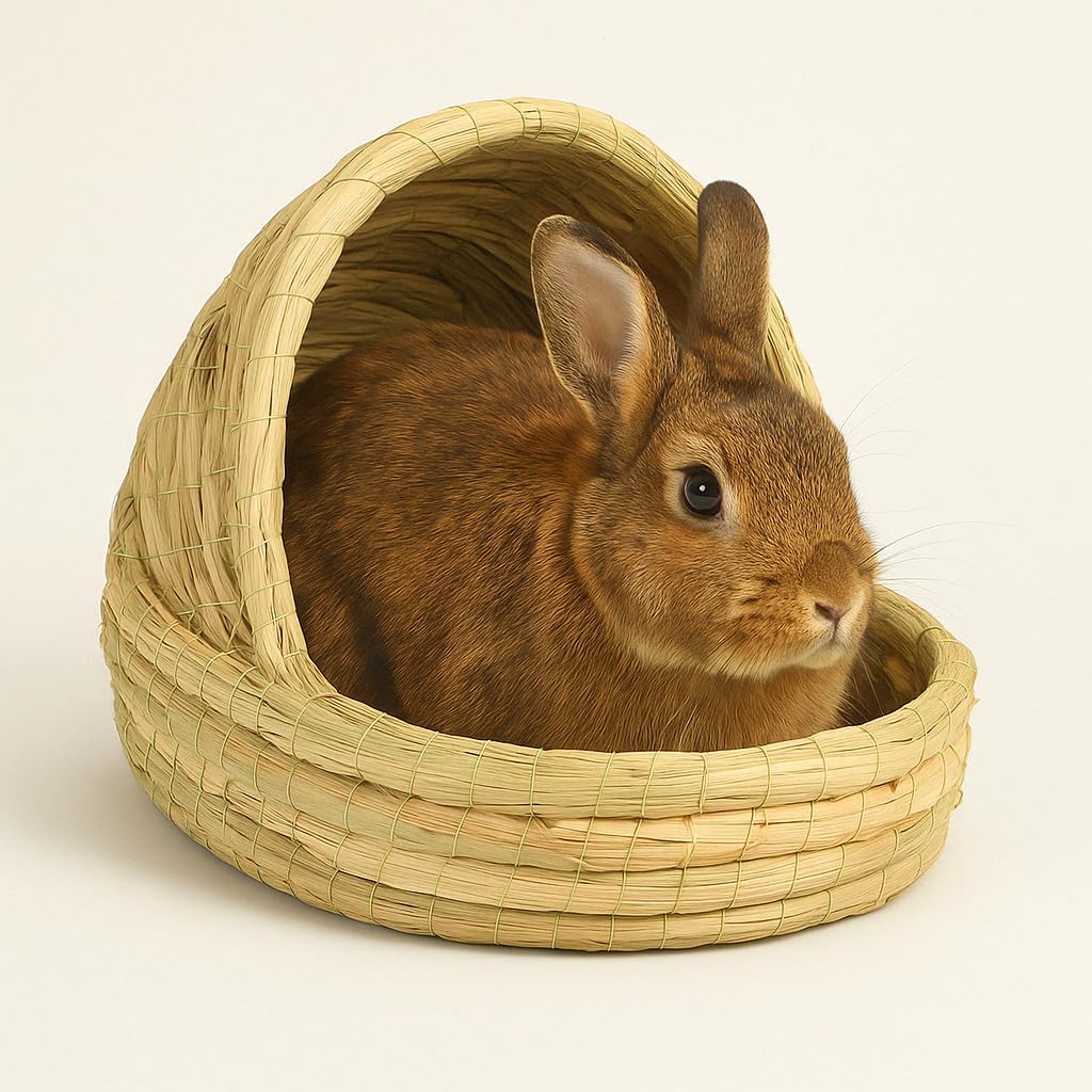 Straw Nest for Ducks, Chickens & Small Pets – Handwoven Natural Grass Coop House for Outdoor, Porch or Farm Use (Slippers Straw Nest Medium,Standard)