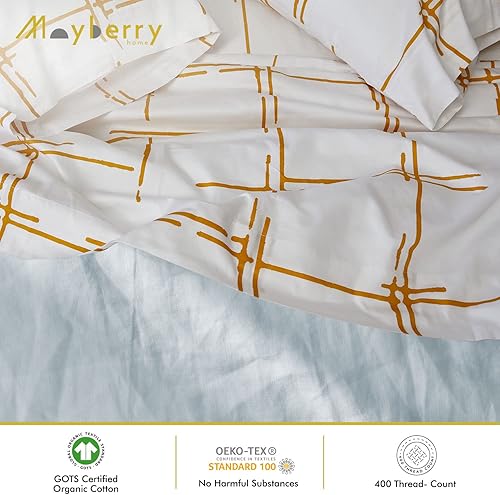 Miniatura 2 de Mayberry Home Juego de sábanas de satén de 400 hilos, 100% algodón orgánico, certificado GOTS, sábana bajera, sábana encimera, 2 fundas de almohada,