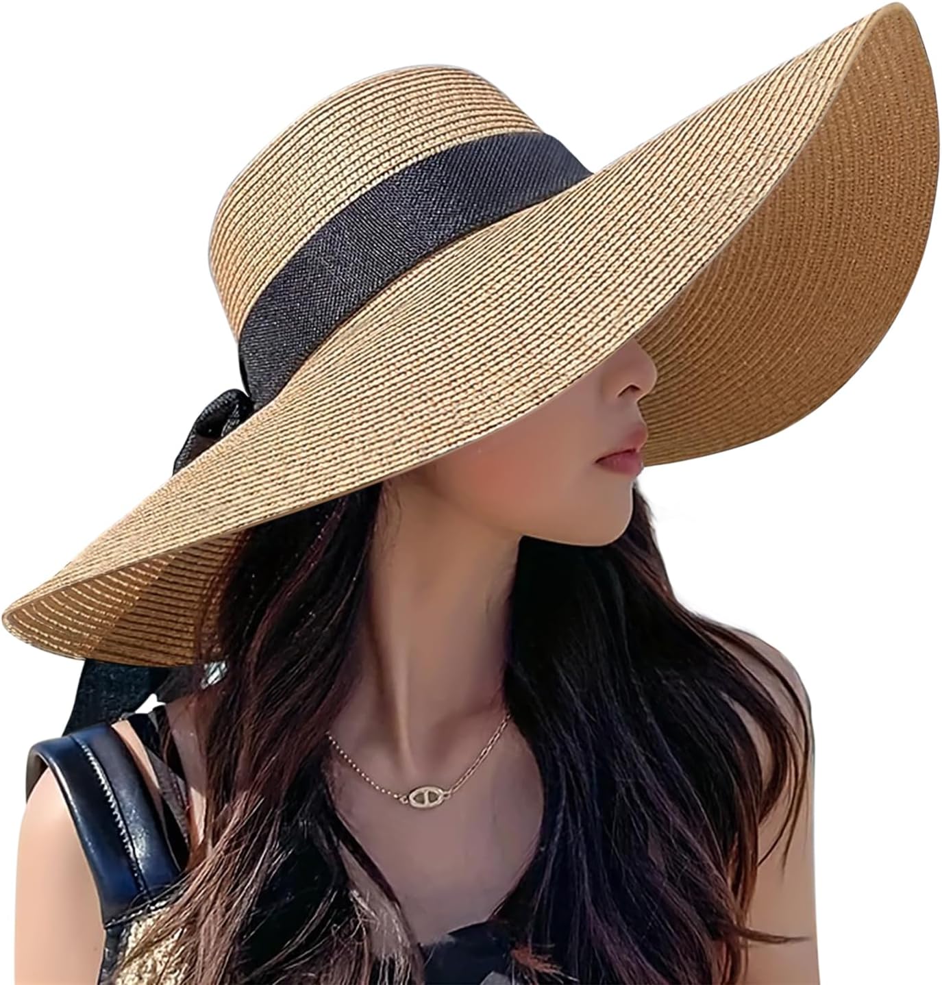 Beach Hats for Women - Beach Hat Womens UPF 50+, Packable Sun Hat Women Roll Up, Wide Brim Straw Hat for Women