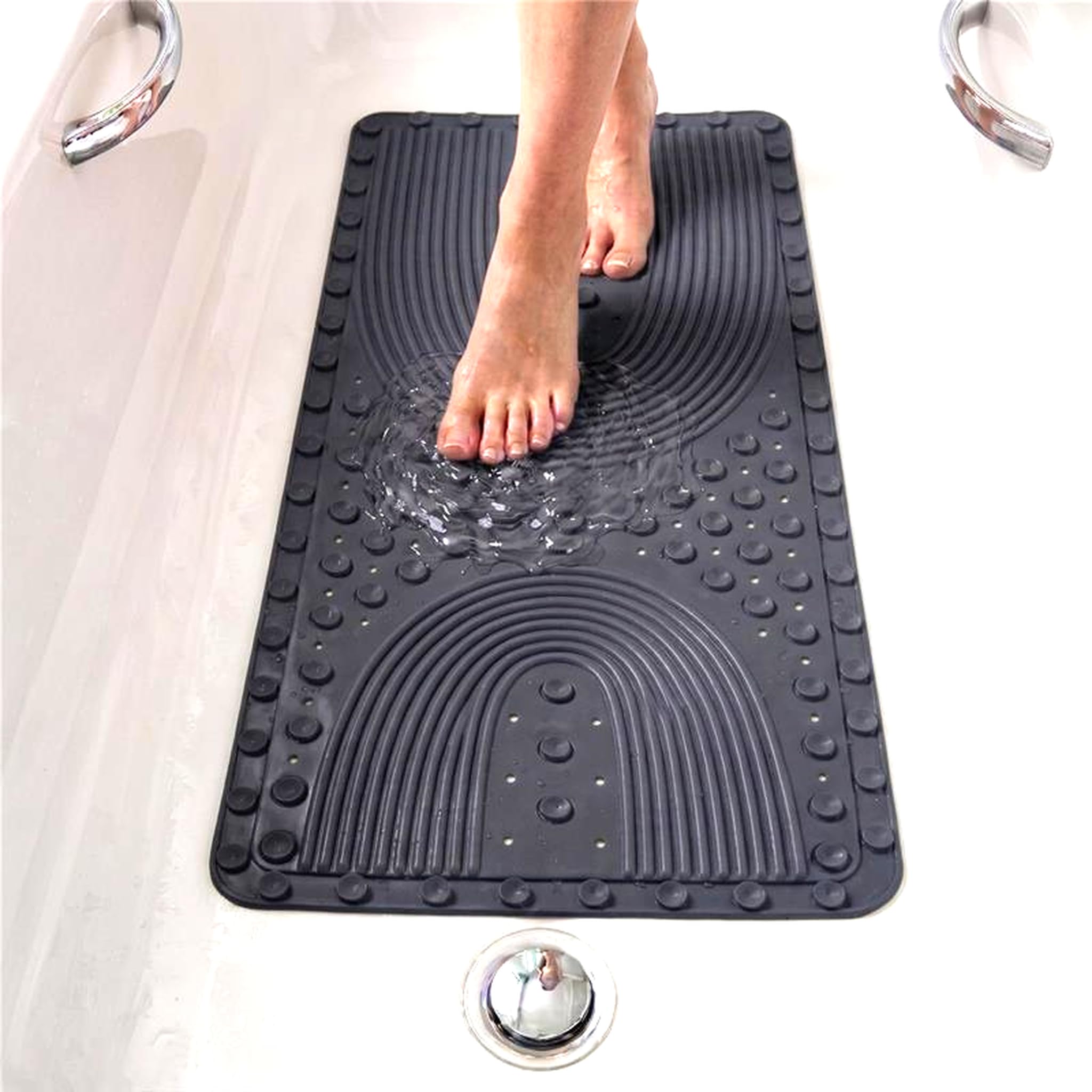 edihome, Non-Slip Bath Mat, 90 x 41.5 cm, Shower Mat, Non-Slip Shower Mat, Bubbles with Suction Cups, BPA-Free, Antibacterial, Mildew Resistant (Dark Grey, 90 x 41.5 cm)