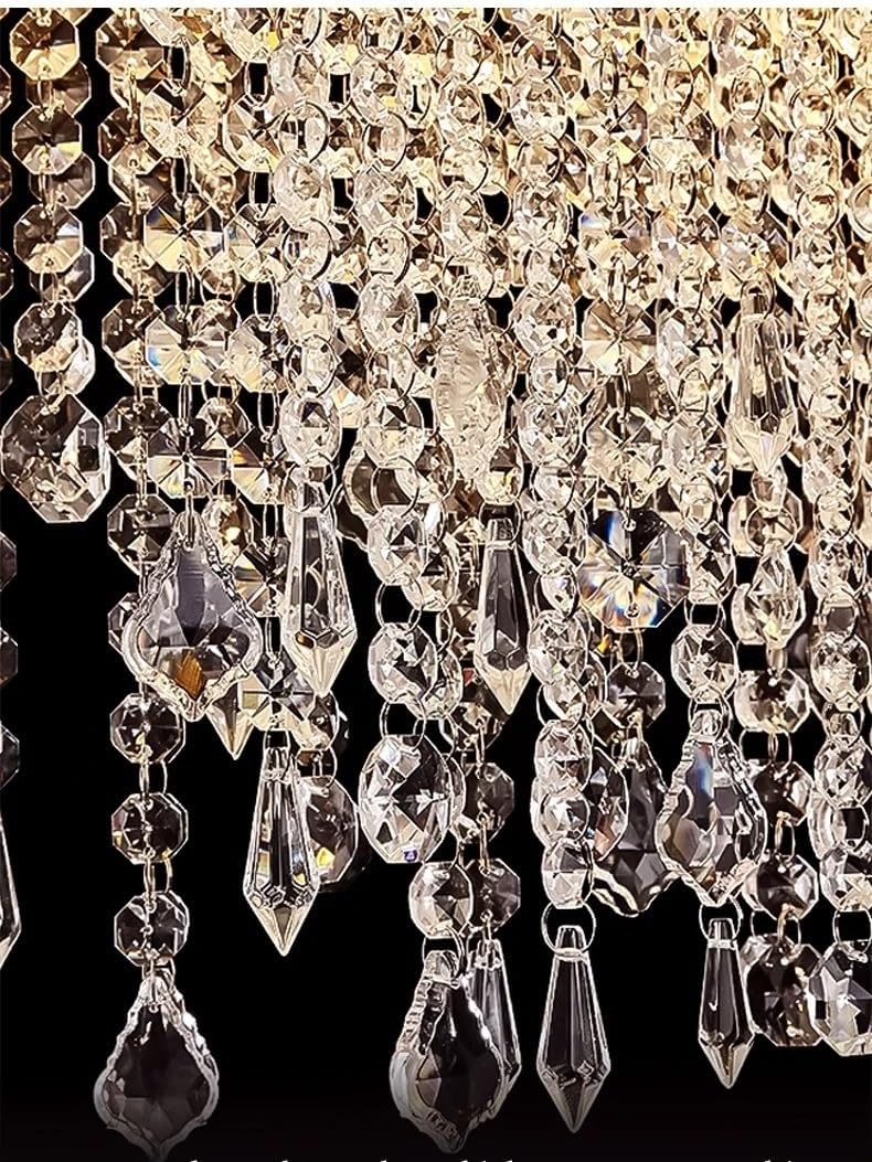 Modern Round Home Led Hanging Lamps for Living Room Villa Dining Bedroom High Ceiling Minimalist Crystal Chandeliers,Indoor Illumination