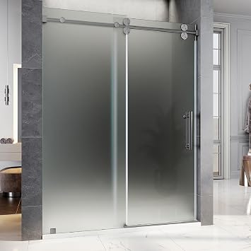 56"- 60" W80" H Frameless Sliding Shower Door with Frosted Glass