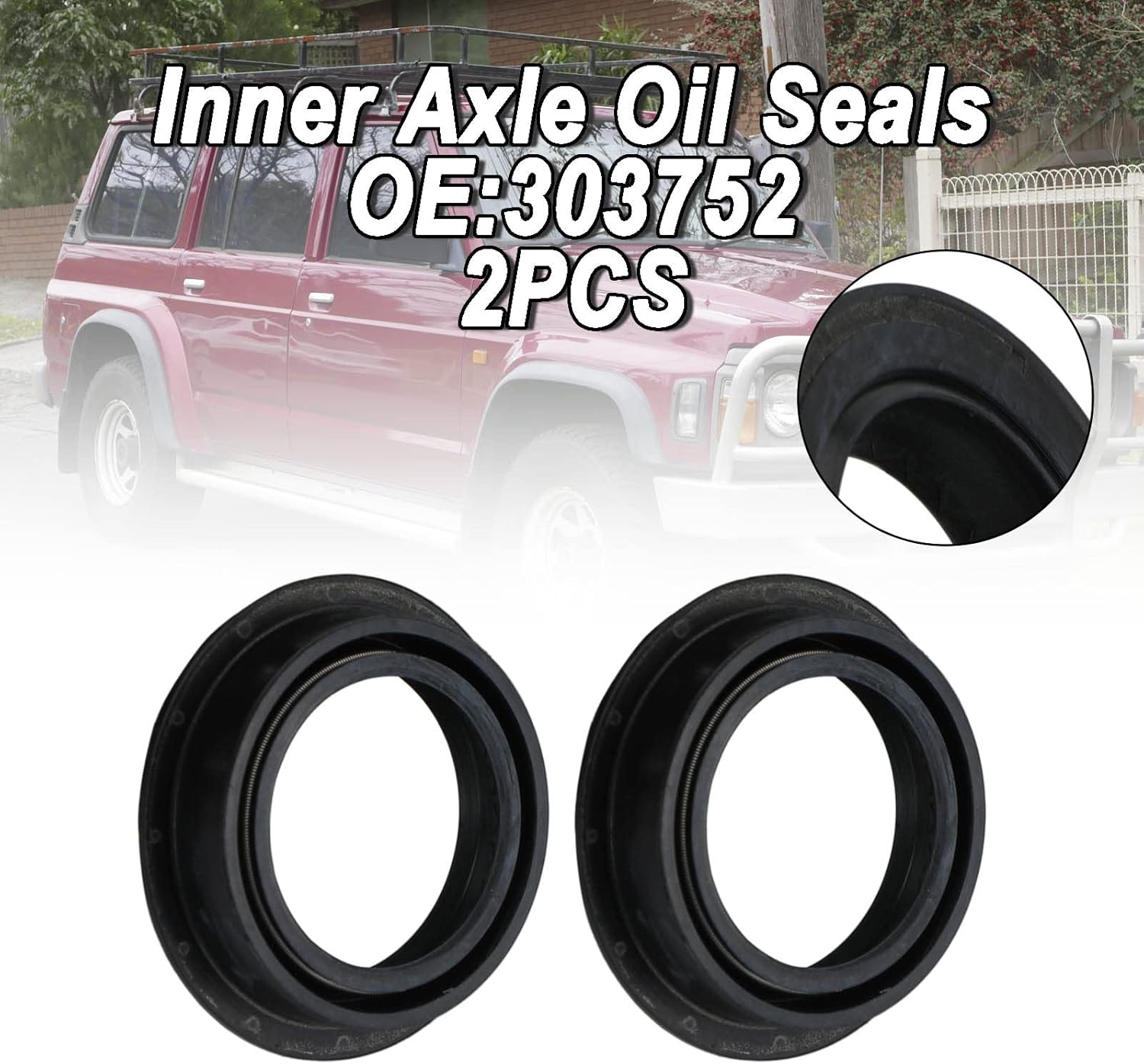 Areyourshop 2PCS Front Inner Axle Oil Seals 303752 fit for Nissan Patrol GR (Y60)/GQ/Safari 1987-1997, GR (Y61) 1997-2013, for Ford Maverick 1988-1994