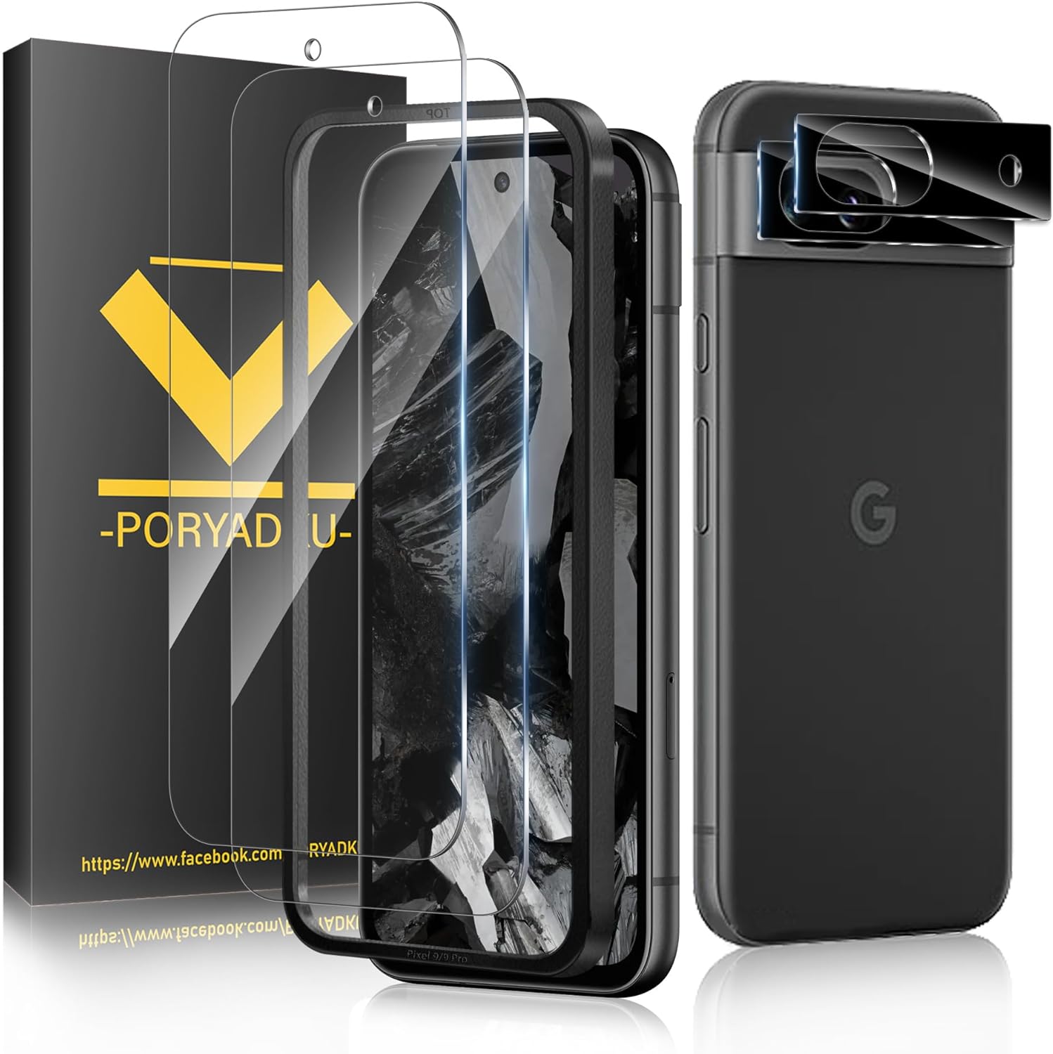Product image of Protection D'écran pour Google Pixel 8a 5G 6,1 Pouces, Verre Trempé 2 Pièces + Caméra Protecteur 2 Pièces, Avec Cadre d'Installation 1 Pièces, Anti-empreintes digitales, 9H Dureté, Sans Bulle