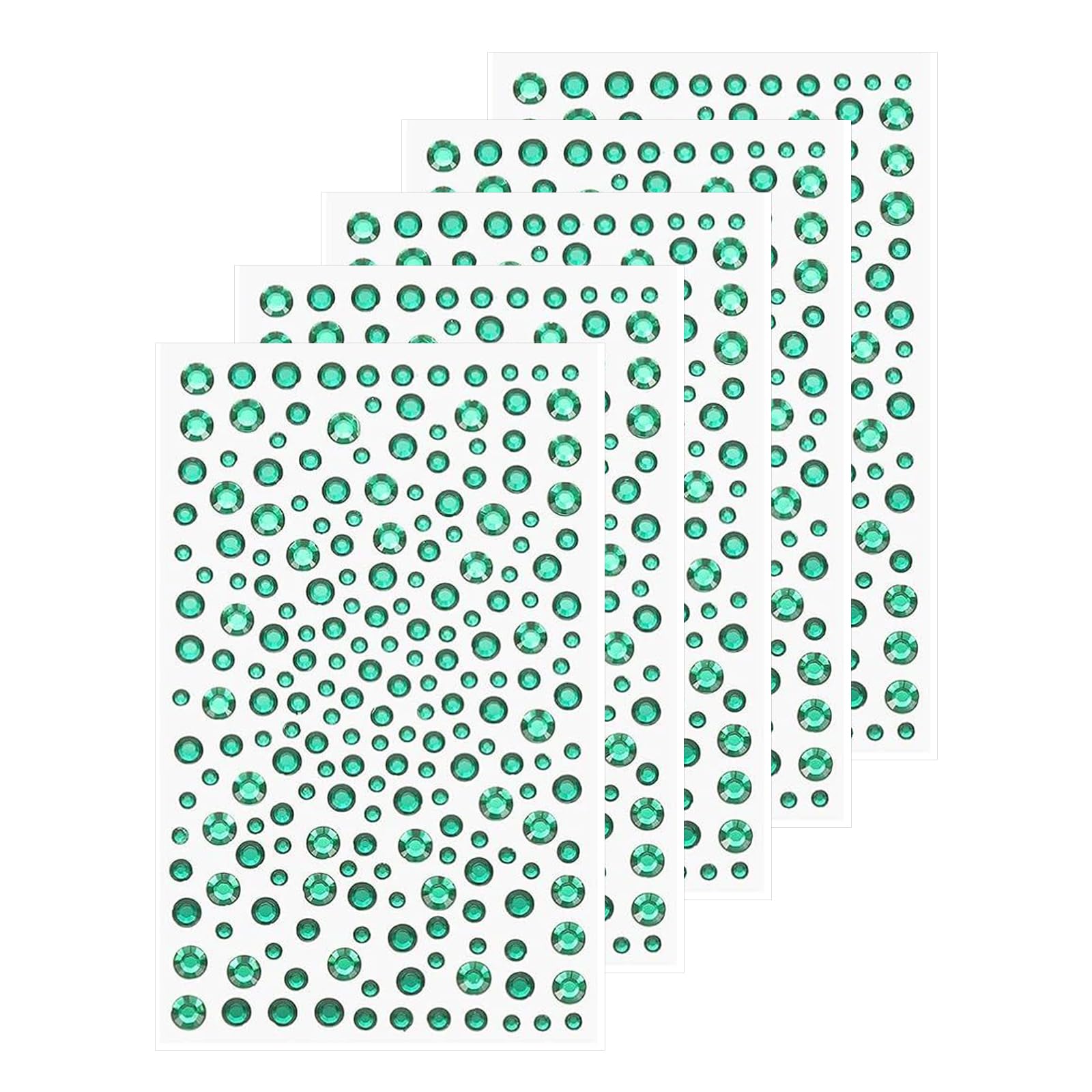 5 Pcs Green Face Gems & Hair Gems, Self Adhesive Gem Stickers & Sticky Gems, Acrylic Face Jewels, Star Faces Gem & Green Gems, Diamond Art Stickers & Faces Gems for Kids Makeup