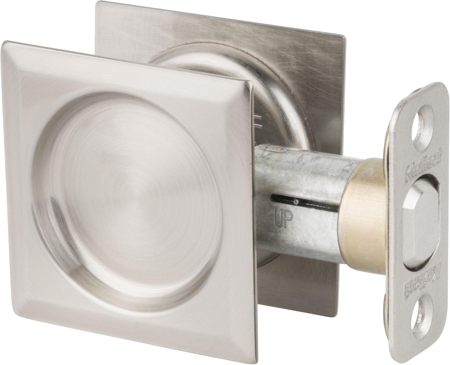 Kwikset 334SQT-15 Square Passage Pocket Door Lock Satin Nickel Finish