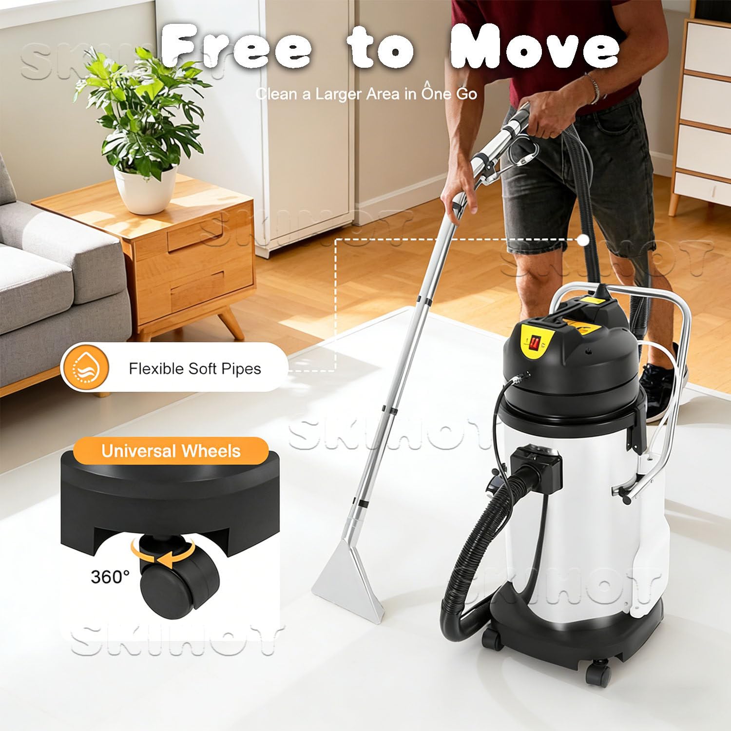 Limpiador de alfombras comercial, vaporizador profesional 3 en 1, 40 L, 1000 W, extracción por pulverización, acero inoxidable, para suelo, sofá, cortina, limpieza profunda en seco y húmedo