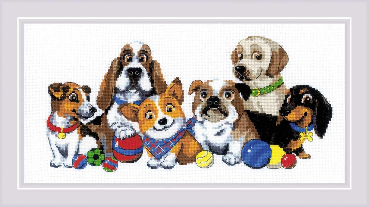 RIOLIS - Dog Show 1923, Dogs Cross Stitch Kits 15¾"x7¾, Counted Cross Stitch Kits, Counted Cross Stitch Kits for Beginners & Advanced, Cross Stitching Kits for Adults, Dog Embroidery Kit