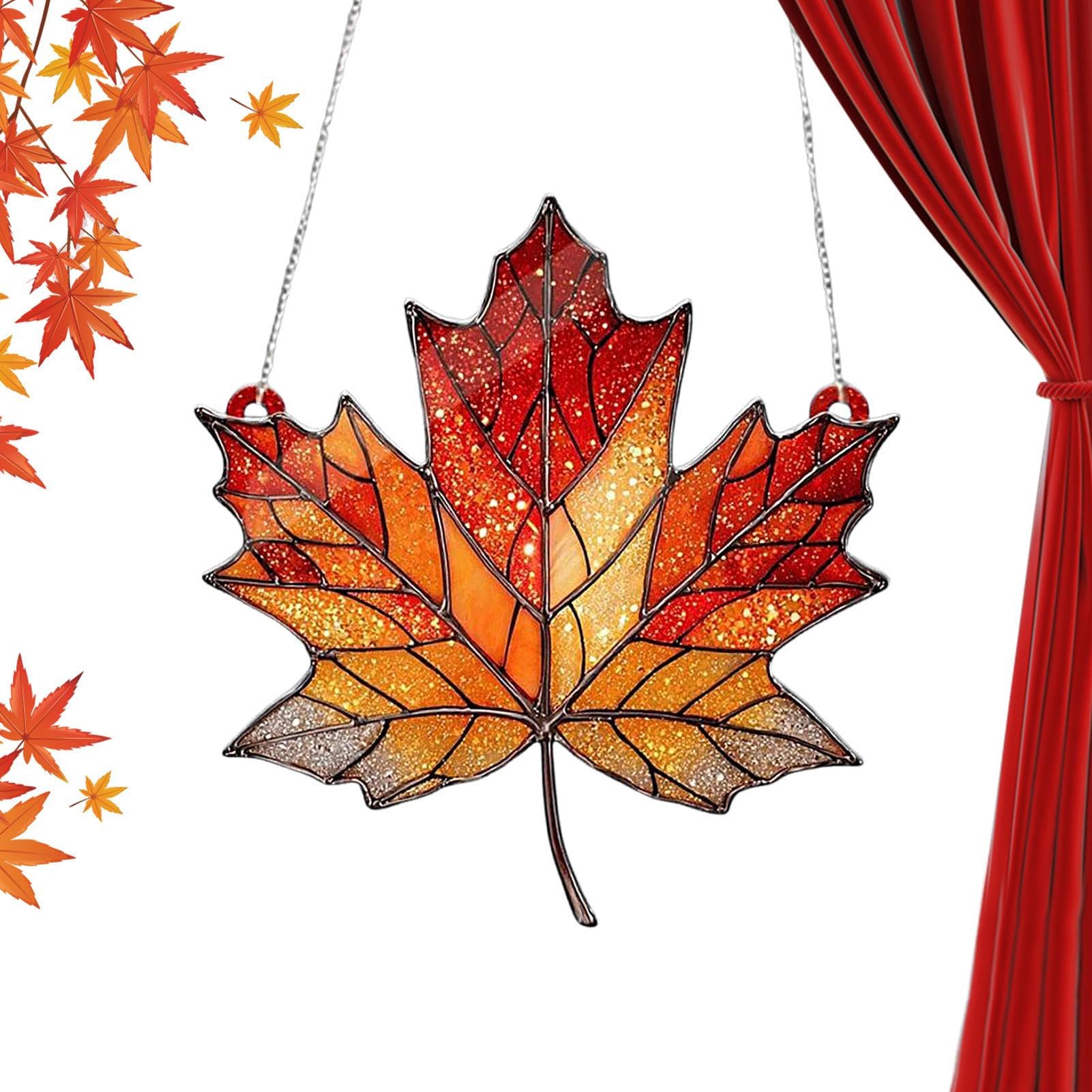 Attrape-soleil pour fenêtre acrylique avec décoration murale feuilles d'érable pour chambre et jardin