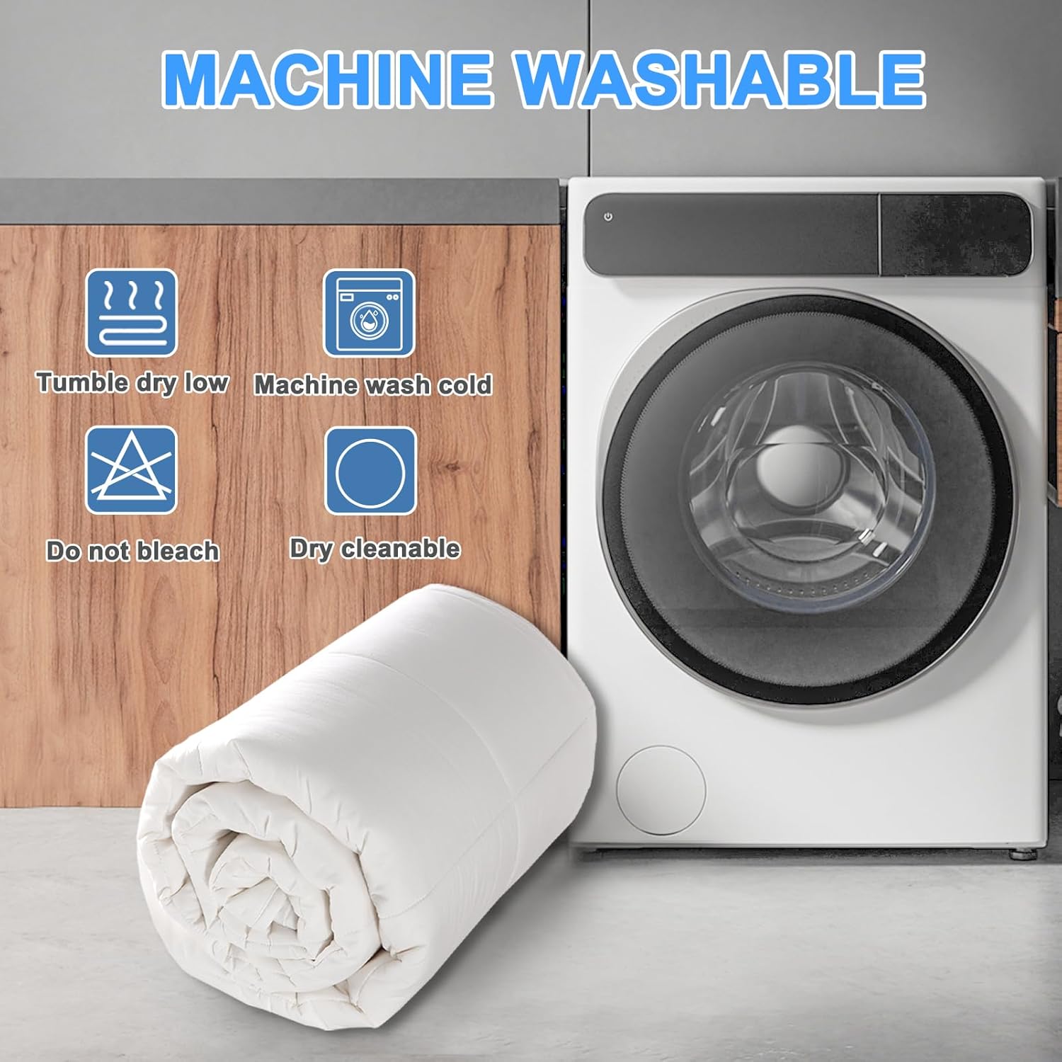 All Season Wool Comforter Duvet Insert King Size, Ultra-Soft Wool Filled Comforter, Medium Weight, Washable, Noiseless Cotton Shell(White) - Image 7