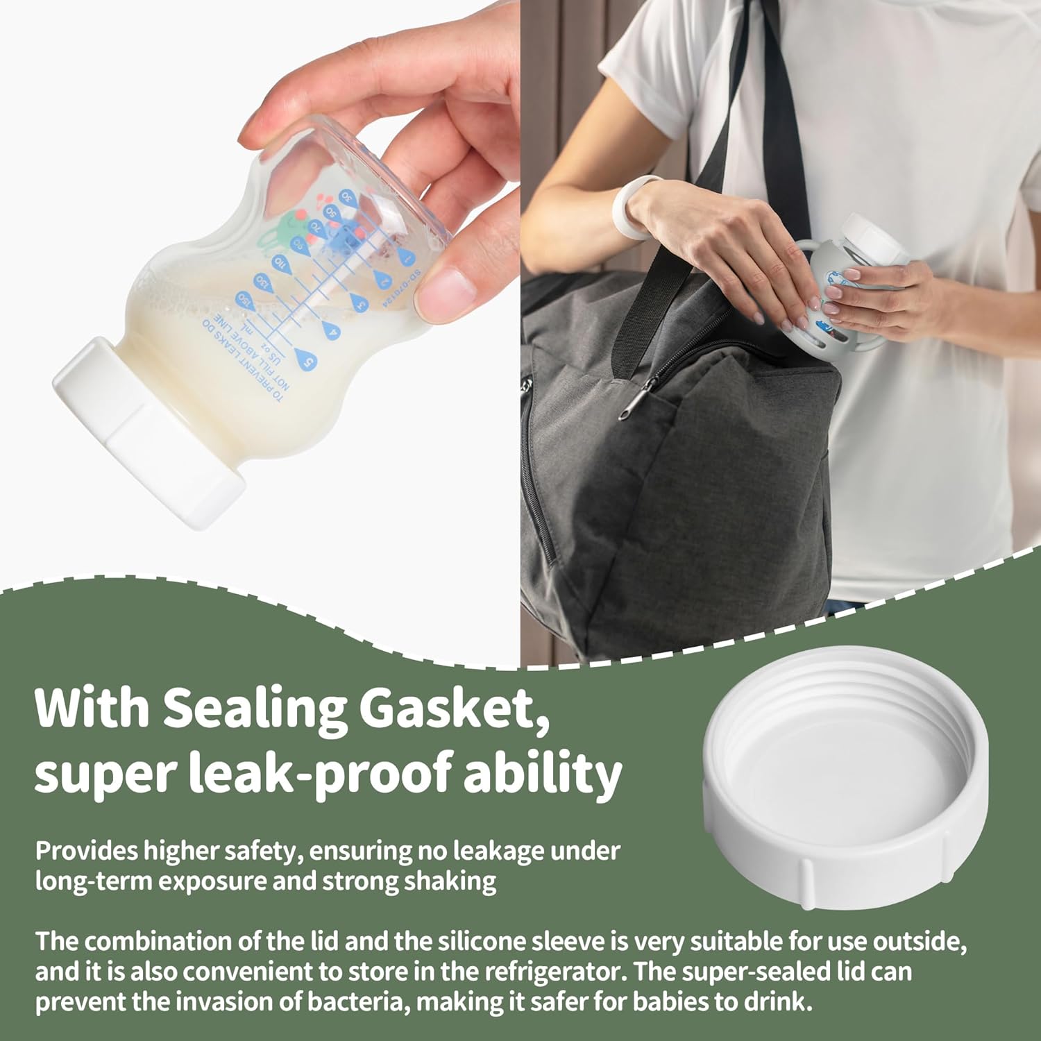 3 Pack Silicone Sleeves for Dr Brown Wide-Neck Glass Baby Bottles, Food GradeAnti Breakage Baby Bottle Holder with Handles and 3pcs Travel Bottle Caps, 5oz - Image 6