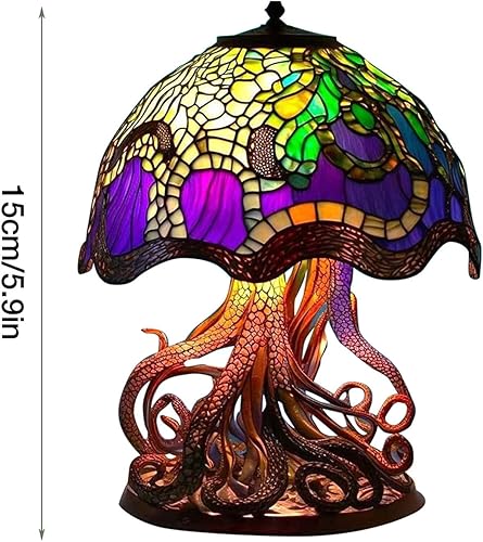 Miniatura 3 de WEERSHUN Lámparas de mesa de la serie de plantas de vidrieras 2030, lámparas de mesa vintage, lámparas de noche, lámparas de mesa altas, luces de