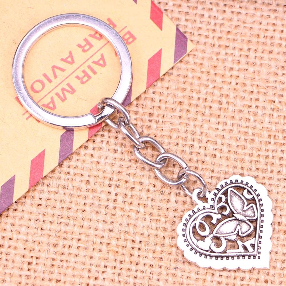 20 Stücke Schlüsselanhänger 25X24Mm Herz Schmetterling Anhänger DIY Männer Schmuck Auto Schlüsselanhänger Ring Halter Souvenir Für Geschenk