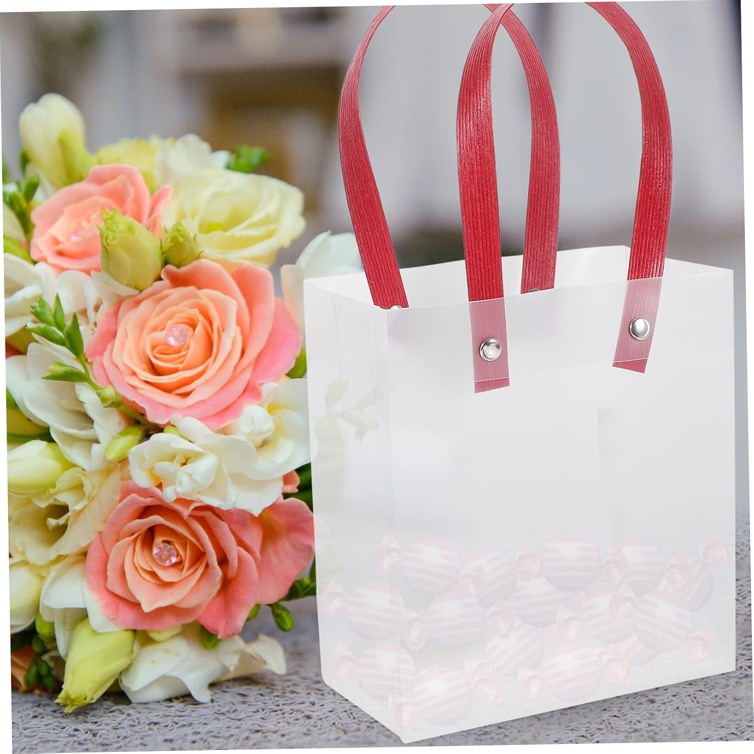 SOPOTUTU 10pcs Plastic Handheld Bags PP Wedding Candy Bags for Boutique image 5