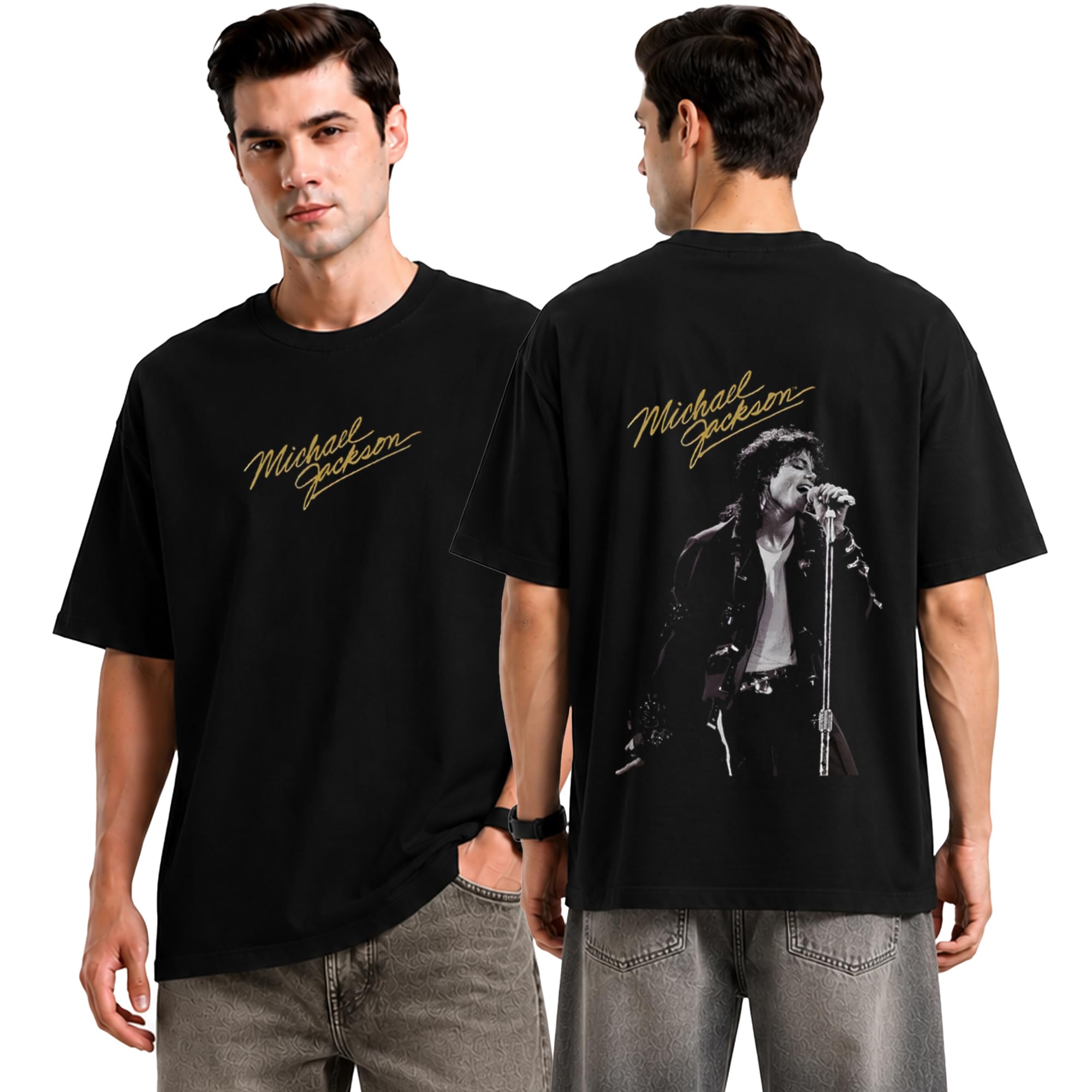 Michael Jackson Oversized Black Tshirt for Men and Women MJ Drop Shoulder Unisex Baggy Loose Fit Cotton T-Shirts-image-39