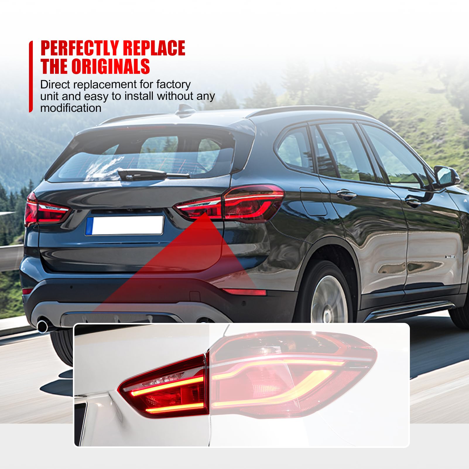 Rücklicht rechts innen für BMW X1 F48 2014-2022 Bremslicht Warnlicht 63217350697 63217350698 Rücklicht