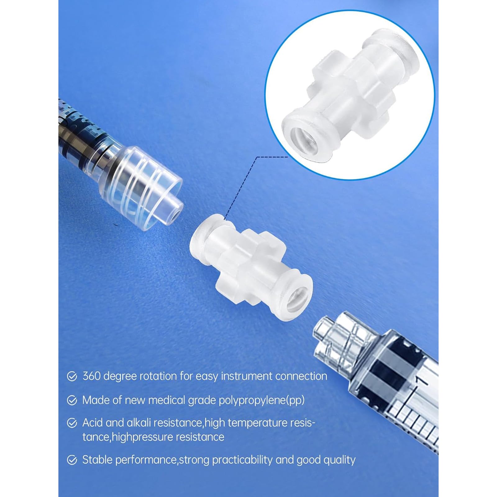 Adattatore Luer PP con connettore femmina filettato, 100 pieces