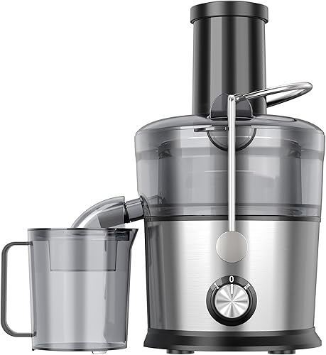 Máquinas exprimidoras de 1200 W con canal de alimentación de 3 pulgadas para frutas y verduras enteras, extractor centrífugo de jugo de doble