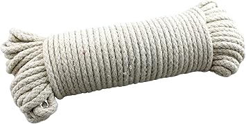 100 Ft Heavy Duty Braided Cotton Rope Clothesline Approximately #6 1/4 6 mm Multi Purpose Home Boat Camping